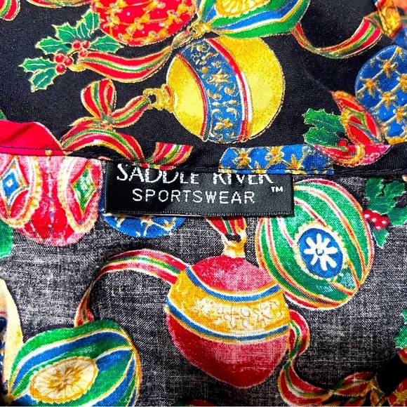 Saddle River Vintage Women’s Colorful on Black Ornament Print Maxi Dress Pockets - Picture 9 of 9